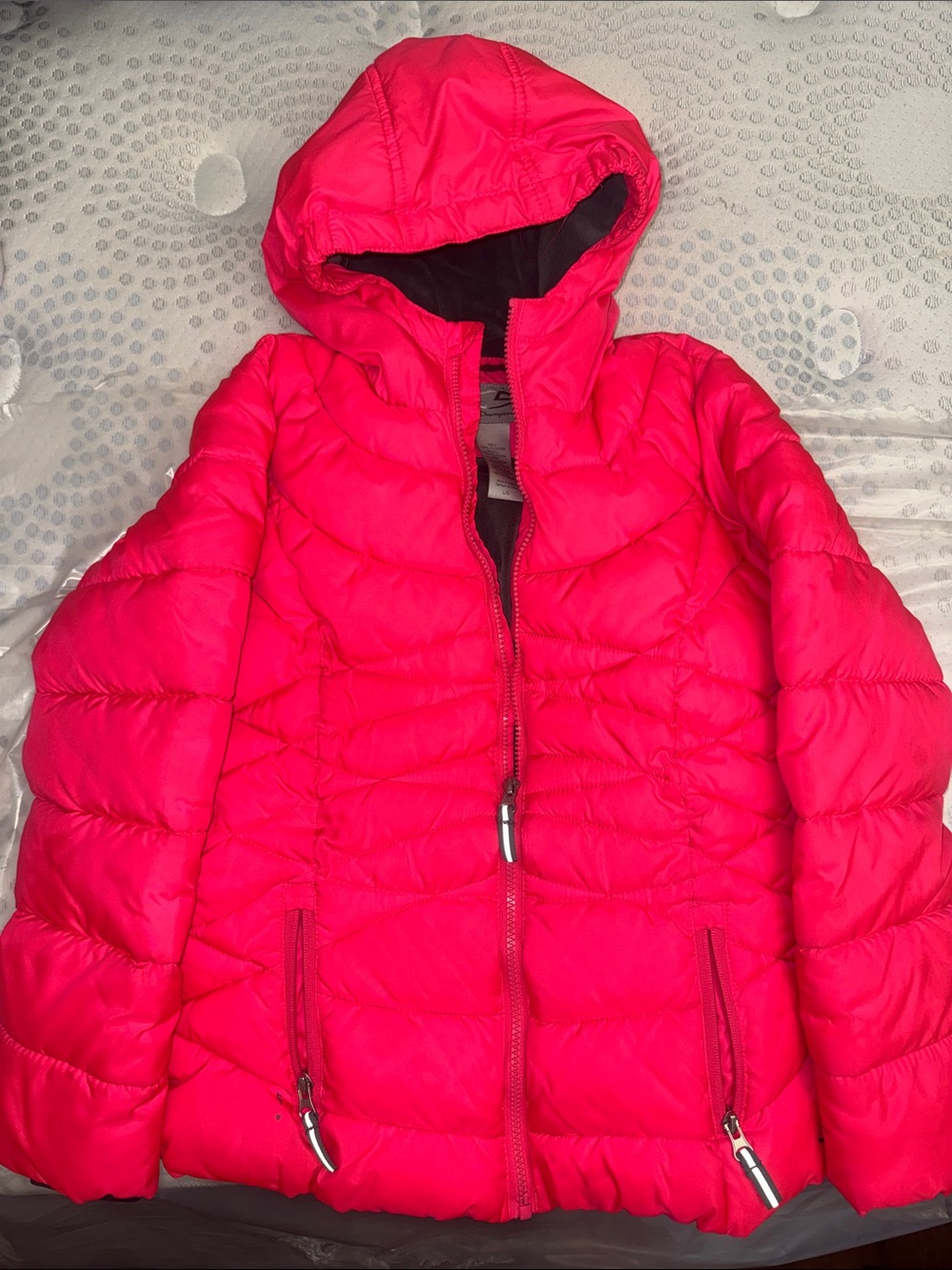 Champion Bright Pink Hooded Puffer Jacket